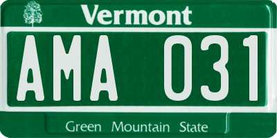 VT license plate AMA031