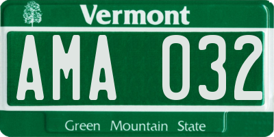 VT license plate AMA032