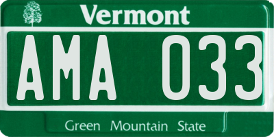 VT license plate AMA033