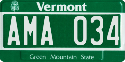 VT license plate AMA034
