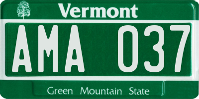 VT license plate AMA037