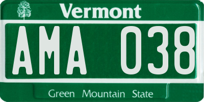 VT license plate AMA038