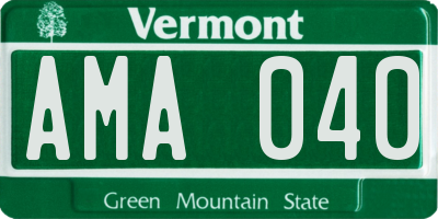 VT license plate AMA040