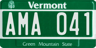 VT license plate AMA041