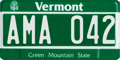 VT license plate AMA042