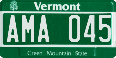 VT license plate AMA045