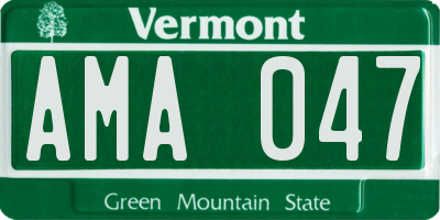 VT license plate AMA047