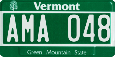 VT license plate AMA048