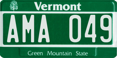 VT license plate AMA049