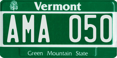 VT license plate AMA050