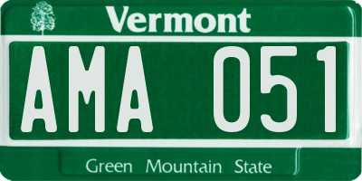 VT license plate AMA051