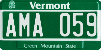 VT license plate AMA059