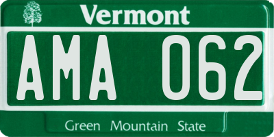 VT license plate AMA062