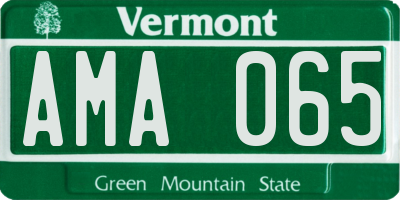 VT license plate AMA065