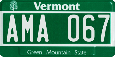 VT license plate AMA067