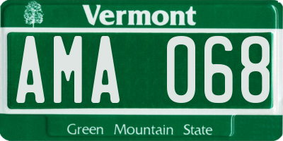 VT license plate AMA068