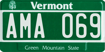 VT license plate AMA069
