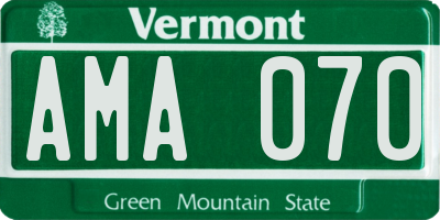 VT license plate AMA070
