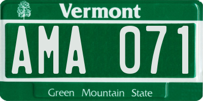 VT license plate AMA071