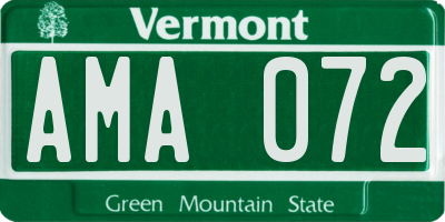 VT license plate AMA072