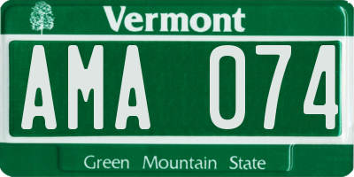 VT license plate AMA074