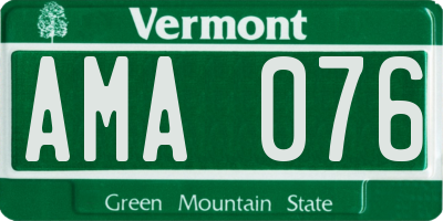 VT license plate AMA076