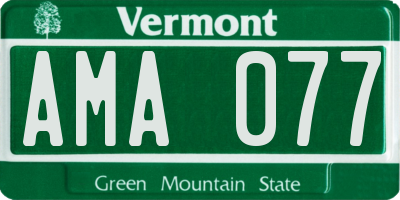 VT license plate AMA077