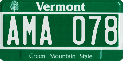 VT license plate AMA078