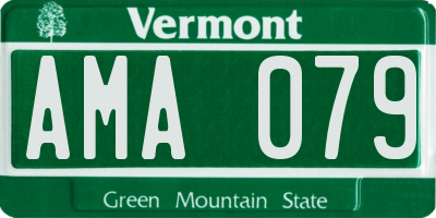 VT license plate AMA079
