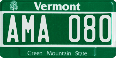 VT license plate AMA080