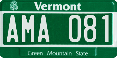 VT license plate AMA081