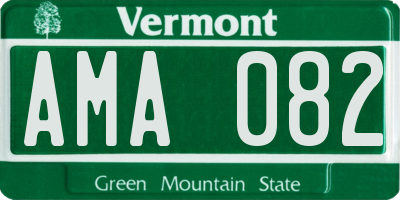 VT license plate AMA082