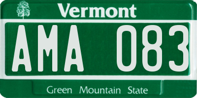 VT license plate AMA083