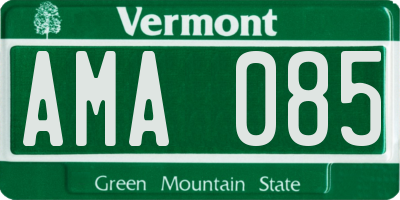 VT license plate AMA085