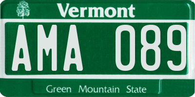 VT license plate AMA089