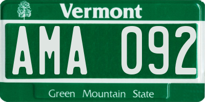 VT license plate AMA092