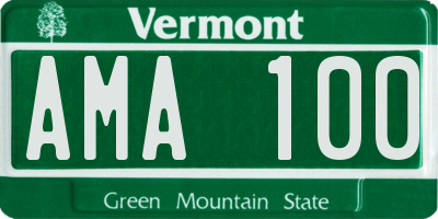 VT license plate AMA100