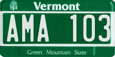 VT license plate AMA103