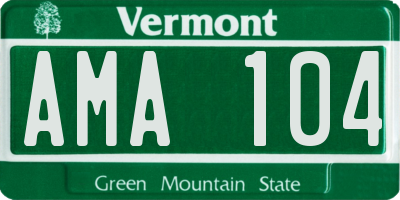 VT license plate AMA104