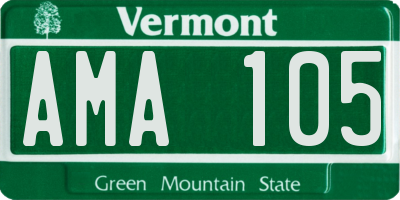 VT license plate AMA105