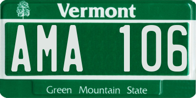 VT license plate AMA106