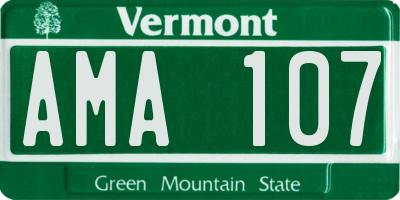 VT license plate AMA107