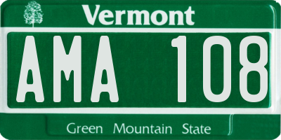 VT license plate AMA108
