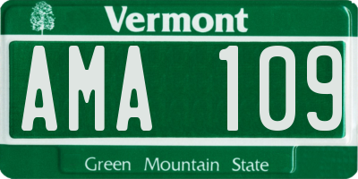 VT license plate AMA109
