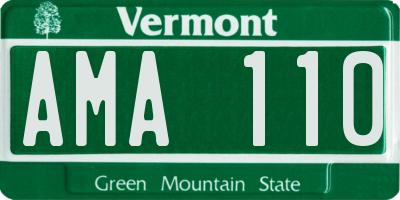 VT license plate AMA110