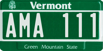 VT license plate AMA111