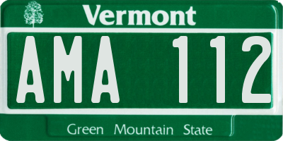 VT license plate AMA112