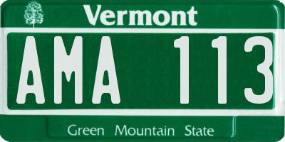 VT license plate AMA113