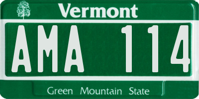 VT license plate AMA114