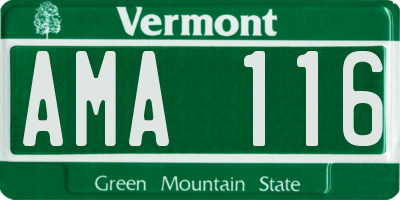 VT license plate AMA116